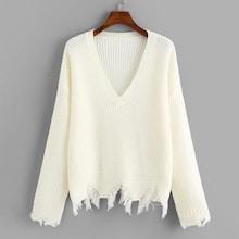 Shein Raw Edge Drop Shoulder Sweater