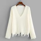 Shein Raw Edge Drop Shoulder Sweater