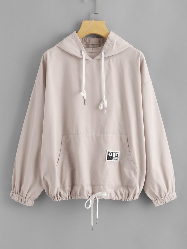 Shein Drawstring Hem Kangaroo Pocket Front Hoodie