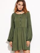 Shein Bishop Sleeve Smock Shirtwaist Dress
