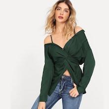 Shein Cold Shoulder Solid Blouse