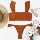 Shein Ruffle Plain Bikini Set