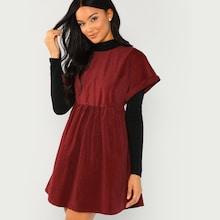 Shein Cut Out Back Rolled Cuff Dress