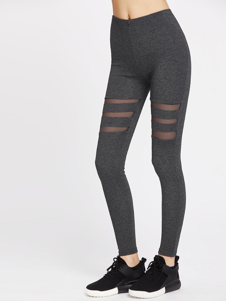 Shein Active Space Dye Mesh Insert Leggings