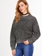 Shein Silver Drop Shoulder Fuzzy Sweater