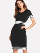 Shein Striped Panel Form Fitting Dress