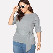Shein Plus Ring Knot Marled T-shirt