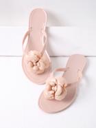 Shein Pink Flower Design Toe Post Flat Sandals