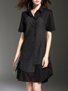 Shein Black Lapel Striped Combo Dress