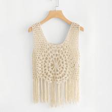 Shein Fringe Hem Crochet Tank Top