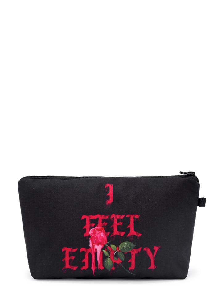 Shein Slogan & Flower Print Makeup Bag