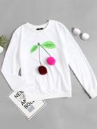 Shein Pom Pom Cherry Sweatshirt