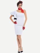 Shein Contrast Lining Exaggerated Frill Sleeve Slim Dress