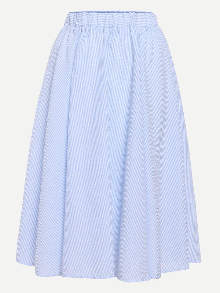 Shein Light Blue Striped Midi Skirt