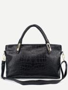 Shein Black Crocodile Embossed 3pcs Bag Set
