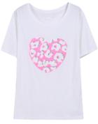 Shein White Short Sleeve Heart Print T-shirt
