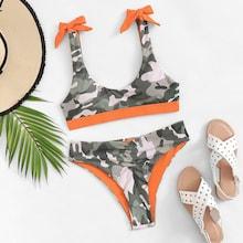 Shein Knot Random Camouflage Bikini Set