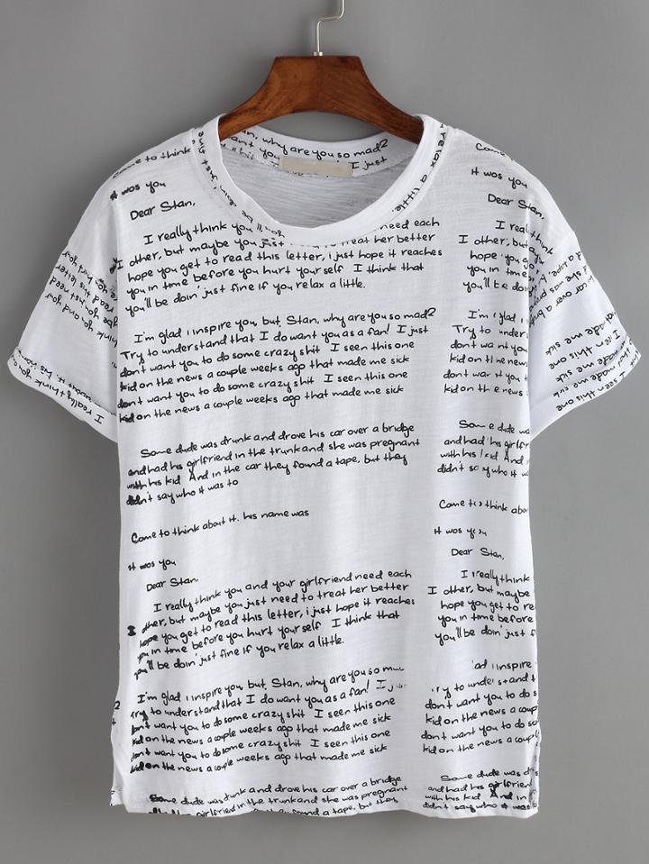 Shein Allover Print Roll-up Sleeve T-shirt