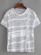 Shein Allover Print Roll-up Sleeve T-shirt