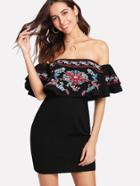 Shein Double Layer Embroidered Bardot Dress