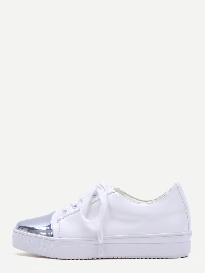 Shein White Contrast Tone Lace Up Shoes