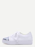 Shein White Contrast Tone Lace Up Shoes