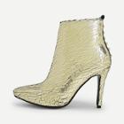 Shein Studded Back Metallic Point Toe Ankle Boots