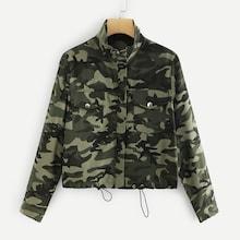 Shein Pocket Patched Buttoned Camo Jacket