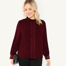 Shein Plus Keyhole Back Lace Cuff Top