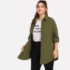 Shein Plus Solid Button Decorated Coat