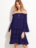 Shein Contrast Crochet Cold Shoulder Tiered Dress