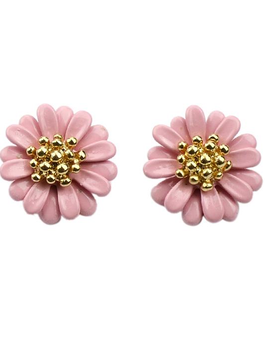 Shein Pink Bead Flower Stud Earrings