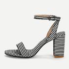 Shein Striped Design Two Part Block Heeled Sandals
