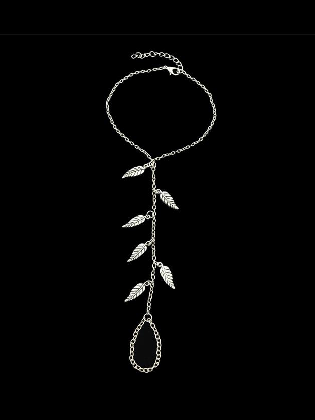 Shein Beach Style Leaf Shape Silver Color Anklet Chain With Toe Ring