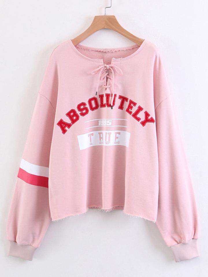 Shein Frayed Edge Striped Detail Sweatshirt