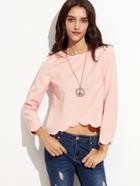 Shein Pink High Low Scallop Top