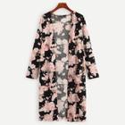 Shein Open Front Floral Print Coat