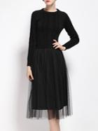 Shein Black Knit Gauze Combo Dress