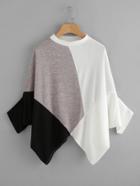 Shein Color Block Asymmetric Hem Tee
