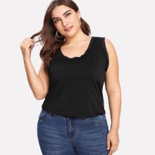 Shein Plus Contrast Lace Solid Vest
