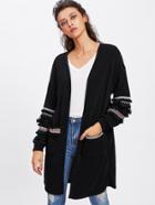 Shein Pocket Front Woven Tape Detail Coat