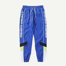 Shein Men Cut And Sew Letter Print Drawstring Pants