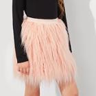 Shein Girls Elastic Waist Faux Fur Skirt