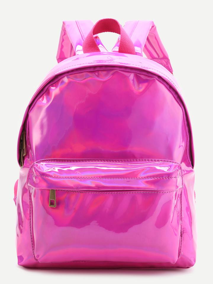 Shein Hot Pink Front Pocket Pu Backpack