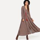 Shein Geo Print Button Up Dress