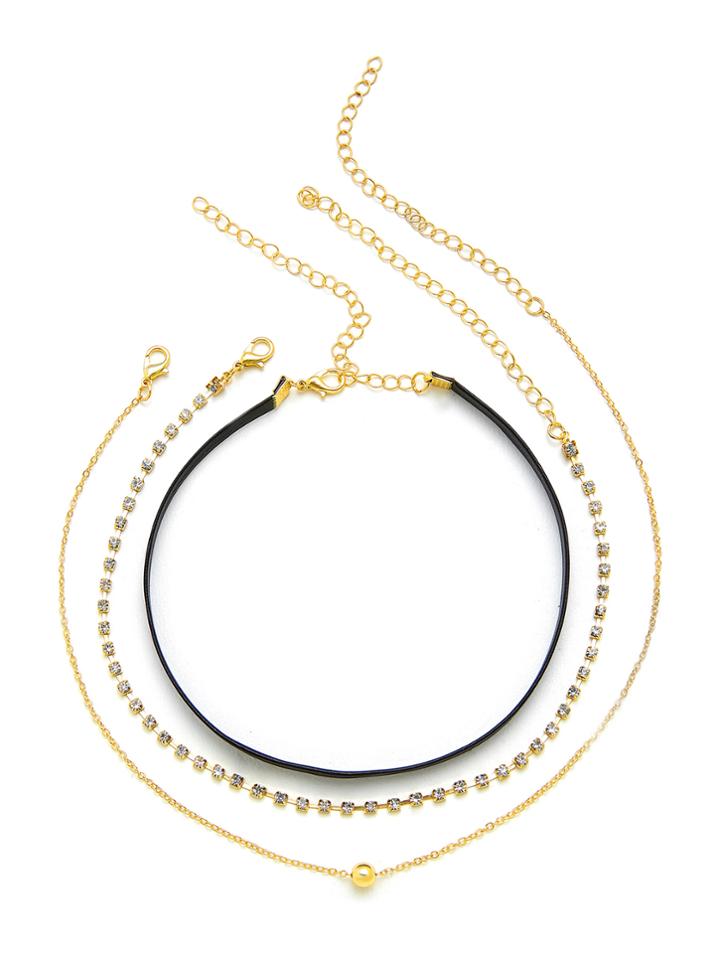 Shein Rhinestone Choker Necklace 3pcs