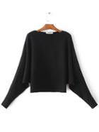 Shein Black Boat Neck Dolman Sleeve Sweater