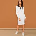 Shein Button Front Collar Skinny Dress