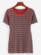 Shein Red Short Sleeve Knitted T-shirt