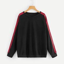 Shein Plus Raglan Sleeve Striped Sweatshirt